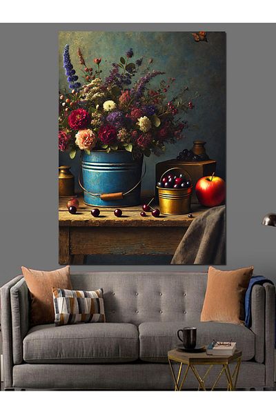 Tablomega Flower Vases and Nature's Elegance Decorative Canvas - Mdf Wood Painting