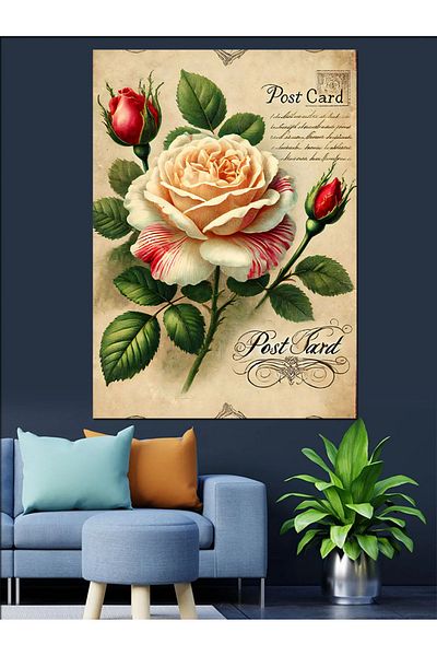 Tablomega Pastoral Rose Poster Decorative Canvas - Mdf Wooden Painting