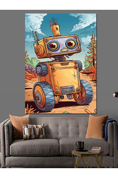 Tablomega Pânză decorativă robot drăguț - MDF Lemn