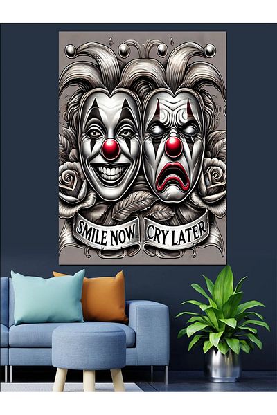 Tablomega Masks and Dramatic Expressions Decorative Canvas - Mdf Wooden Painting