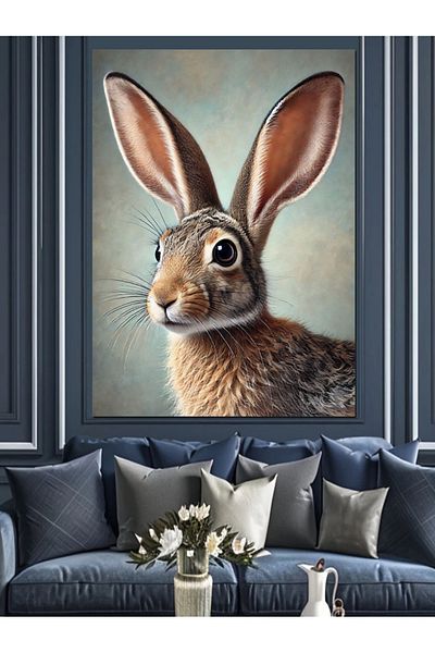 Tablomega Pictură Decorativă Portret Iepure Drăguț - Lemn MDF