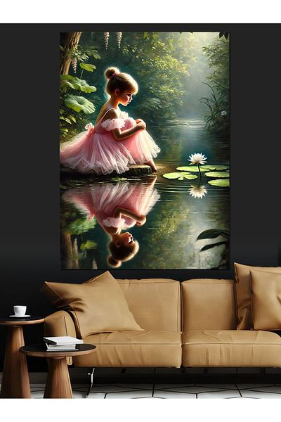 Tablomega Ballerina Girl at the Pond Decorative Canvas - Mdf Wooden Painting