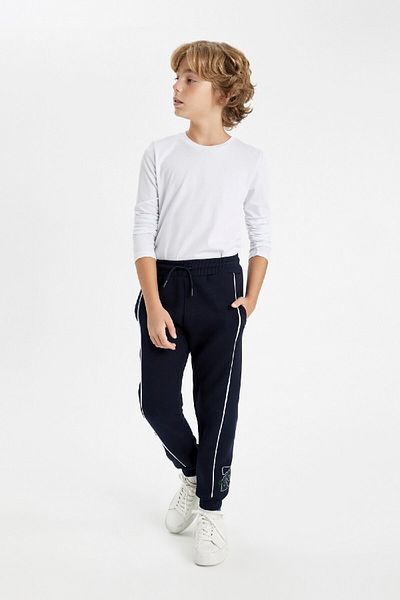 DeFacto Navy Blue Printed - Rubber Waist Jogger Sweatpants, Pockets - Boy C9288a824au