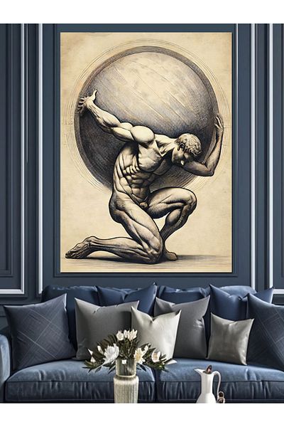 Tablomega Atlas și Pământul Decorativ Canvas - Lemn MDF