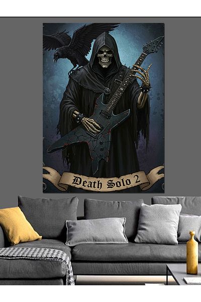 Tablomega Death Solo and Gothic Guitar Player Decorative Canvas - Mdf Wooden Painting