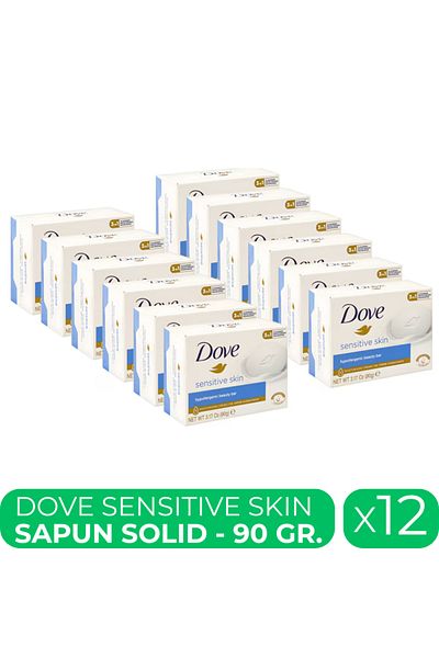 Dove Sensitive Skin, sapun solid hidratant, 12 buc x 90 gr.