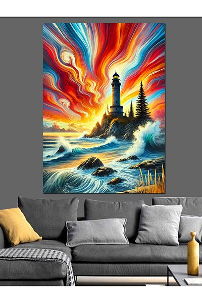 Tablomega Pânză decorativă Stormy Sea și Bright Sun - Lemn MDF