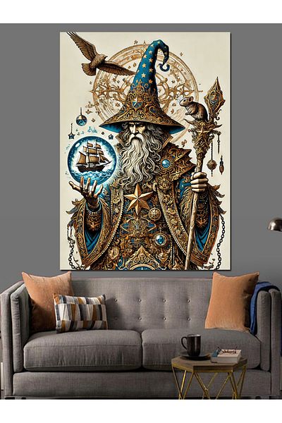 Tablomega Pânză decorativă Magician și Dragon - Lemn MDF