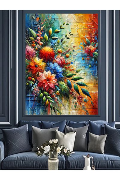 Tablomega Colorful Flower Bouquet Decorative Canvas - Mdf Wooden Painting