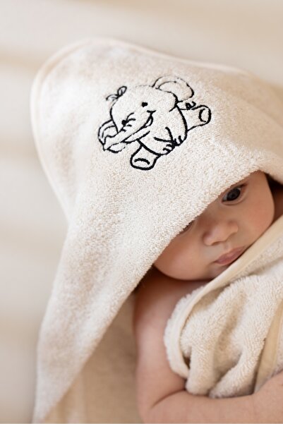 EIFIN Cotton Baby Towel, Swaddle and Elephant Embroidery