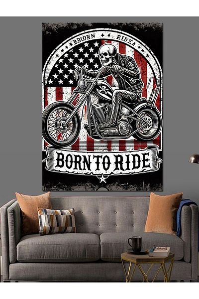 Tablomega Born to Ride - Pânză decorativă Motocicletă Passion - Lemn MDF