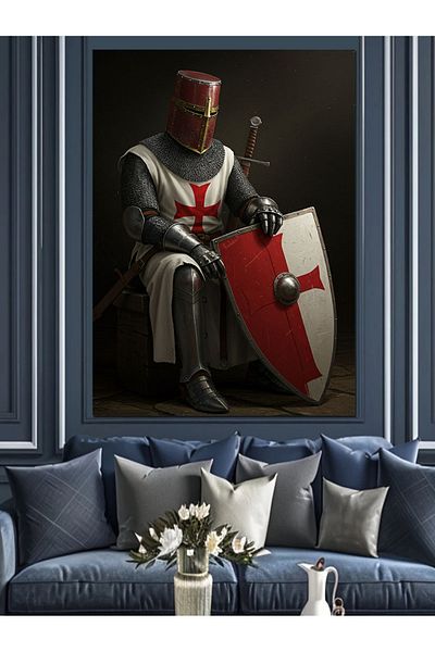 Tablomega Pânză decorativă Cavalerul Medievii - Lemn MDF