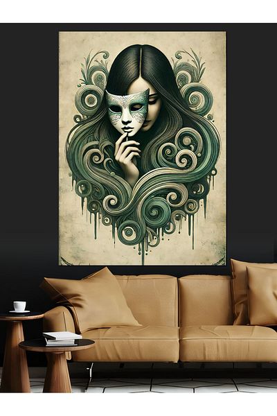 Tablomega Gothic Woman Portrait Decorative Canvas - Mdf Wooden Painting