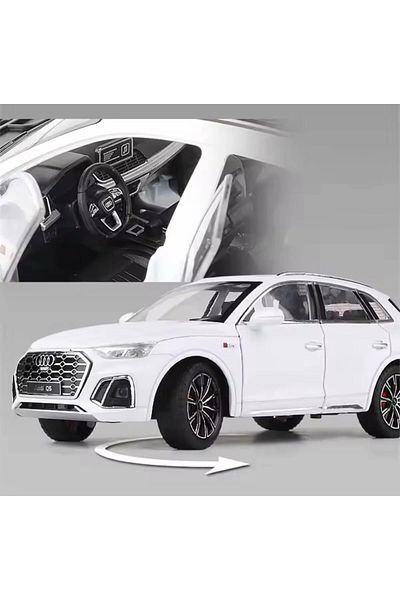 tmtoysandmore أودي Q5 موديل سيارة معدنية 1-24 باب غطاء محرك السيارة يفتح سيارات الدفع الرباعي مع ضوء وصوت أسود