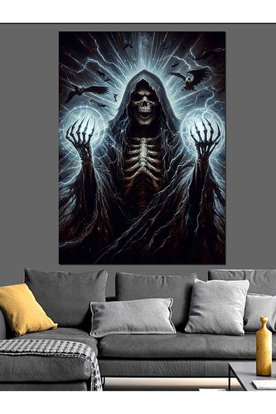 Tablomega Sorcerer Skeleton Decorative Canvas - Mdf Wooden Painting