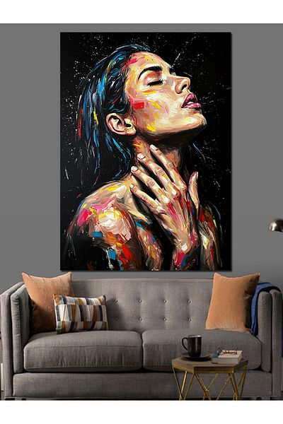 Tablomega Abstract Painted Illuminated Woman Portrait Decorative Canvas - Mdf Wood Painting
