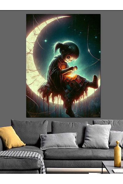 Tablomega Luna și Păpușa Pânză Decorativă - Lemn MDF