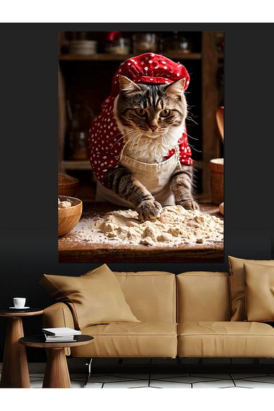 Tablomega Διακοσμητικός καμβάς ζύμης Confused Cat - Ξύλινος πίνακας MDF