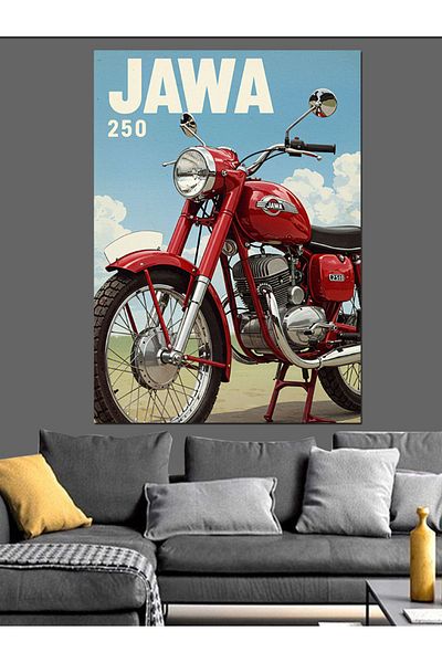 Tablomega Pânză decorativă pentru motociclete Jawa Red - Lemn MDF