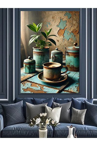 Tablomega Old Tea Set and Naturalness Decorative Canvas - Mdf Wooden Painting