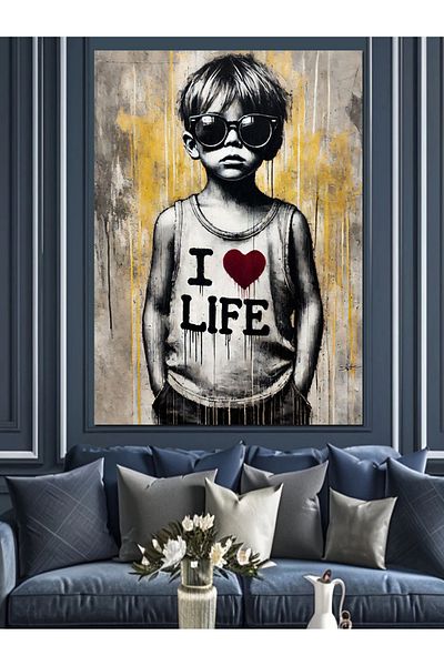 Tablomega I Love Life și Pânză Decorativă Retro pentru Copii - Lemn MDF