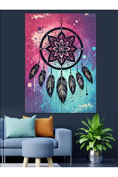 Tablomega Διακοσμητικός καμβάς Dreamcatcher Design - Ξύλινος πίνακας MDF