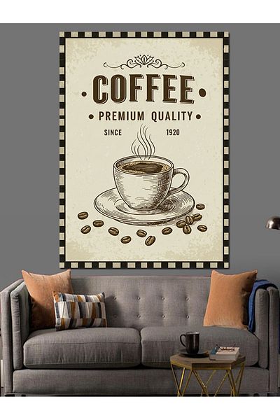 Tablomega Poster Premium Cafea Pânză Decorativă - Lemn MDF Pictat