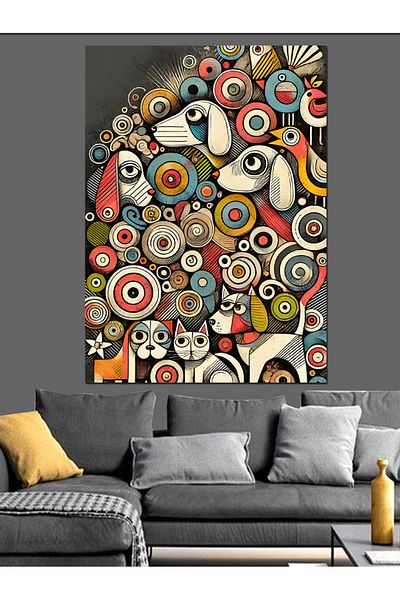 Tablomega Pânză decorativă cu inele abstracte colorate - pictură din lemn MDF