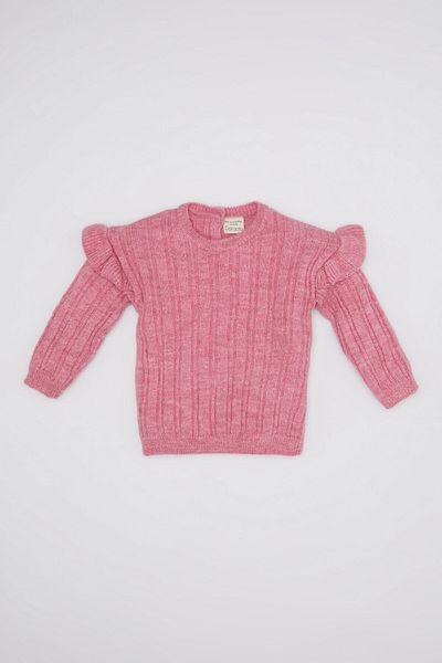 DeFacto Baby Girl Crew Neck Knitwear Pink Sweater C8314A524Wn