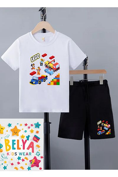 Belya Kids Wear Lego Design Children's model - Lower Top Shorts and T-shirt Set