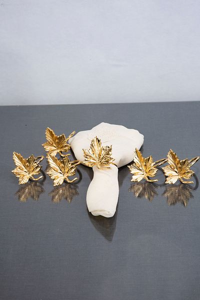 ARGKRİSTAL Gold Plane Leaf Napkin Ring 6 Pieces Deluxe Items for Stylish Tables Stylish Presentations