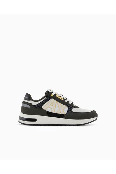Armani Exchange Men's Brand Logo Comfortable Sole Lace-Up Black-White Shoes Xux090 Xv276-U666