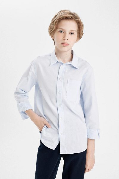DeFacto Boy's Oxford Polo Collar Long Sleeve School Shirt - T8854A624Au