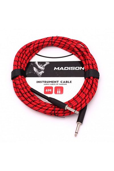 Madison 6 Meters Red Black Striped Braided Guitar Cable