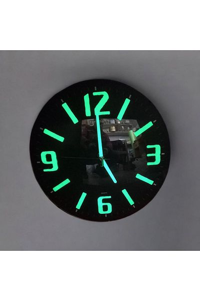 Time Gold Phosphorescent Embossed Numbered Curved Glass Wall Clock 35 cm