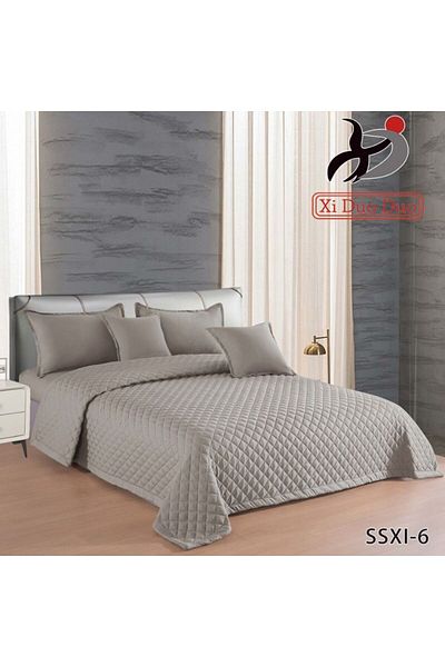 XI DUO 6 Pieces King Size Duvet Cover Set 230 x 250 cm Reversible Double Solid Color All Season Bedding Set