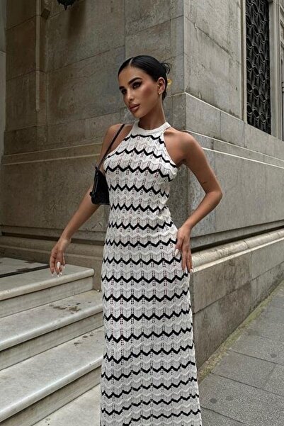 Genel Markalar eyesof Melina Ajurlu Halter Yaka Elbise 2774