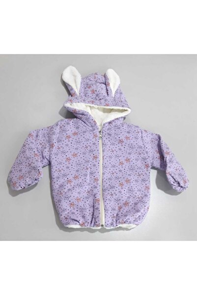 Sönmez Baby YILDIZ DESEN İÇİ WELSOFTLU KIŞLIK KAPÜŞONLU KIZ BEBE MONT