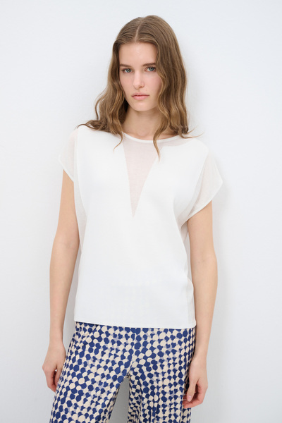 Love My Body Tül Detaylı Triko Bluz