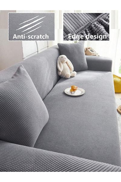Şirin Hanem Lycra Stretch Elastic Flexible Washable Square Pattern Three Seater Sofa Cover Seat Cover (1 Pcs)