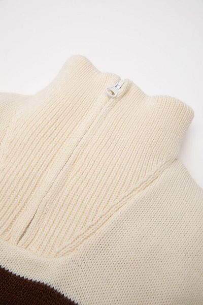DeFacto Baby Boy Stand Collar Zippered Striped Knitwear Sweater C8881A524Wn