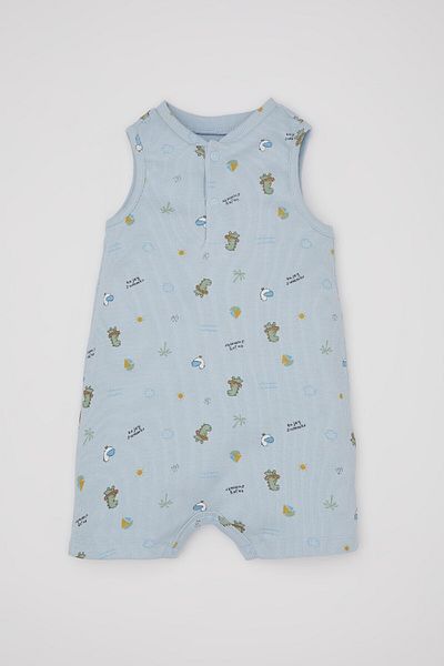 DeFacto Newborn Patterned Baby Boy Jumpsuit - Ribbed and Sleeveless, C8825A524Hs