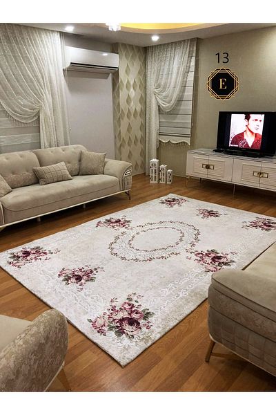 LİMAY Velvet Sponge Free Carpet Cover - Elastic and Thin Washable - For Living Room and Children's Room