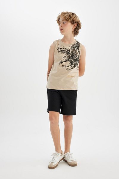 DeFacto Boy's 2-Piece Set Crew Neck Printed Athlete Shorts C9859A824Hs