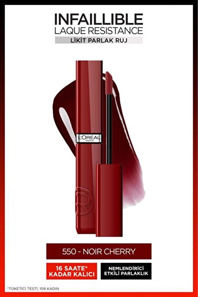 L'Oreal Paris Infaillible Laque Resistance Likit Parlak Ruj - 550 Noir Cherry