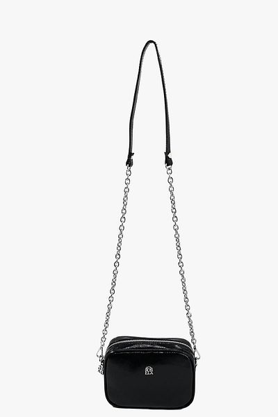 SOSELA 67-7172 Women's Crinkled Patent Leather Black Crossbody Bag