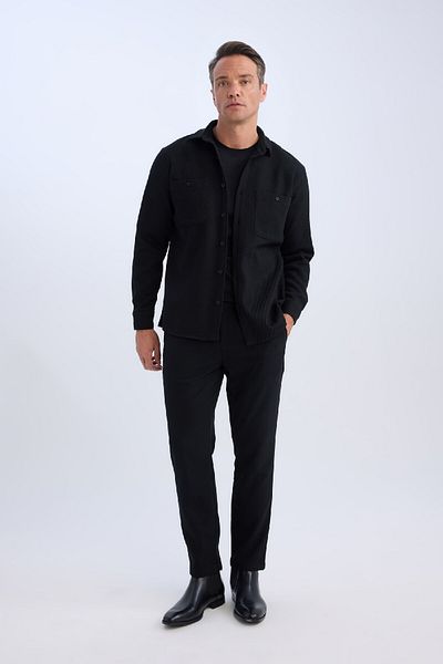 DeFacto Relax Fit Langarmshirt aus Flanell mit Polokragen D1061AX24WN