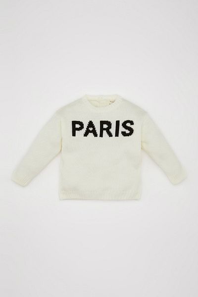 DeFacto Baby Girl Letter Printed Crew Neck Knitwear Sweater C8089A524Au