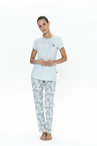 U.S. Polo Assn. 20088 Комплект пижама с тропически мотиви и половин копчета