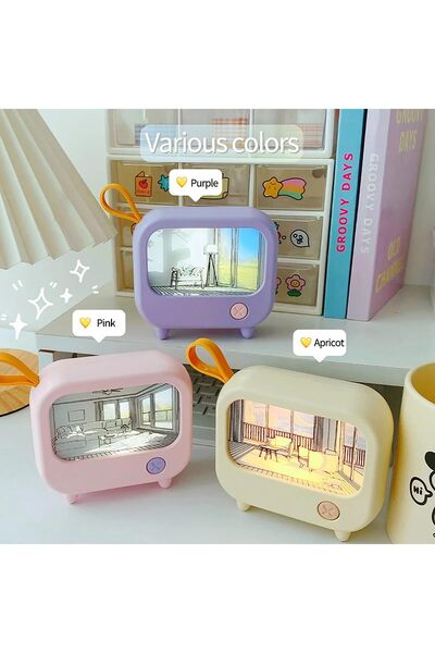 Besify TV Görünümlü Taşınabilir Tablo Gece Lambası Aydınlatma Modlu Şarj Edil...